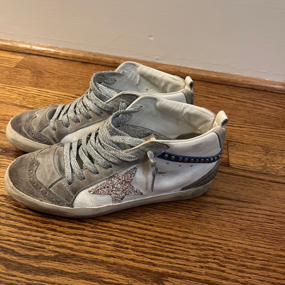 Golden Goose Gray and Silver Sneakers